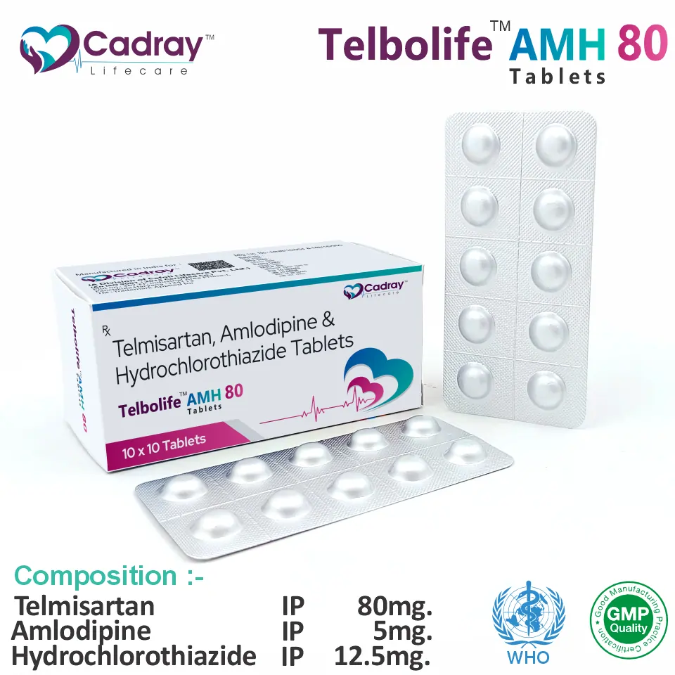 Telmisartan 80mg + Amlodipine 5mg + Hydrochlorothiazide 12.5mg | Hypertension Therapy | Best Price for PCD Pharma Franchise